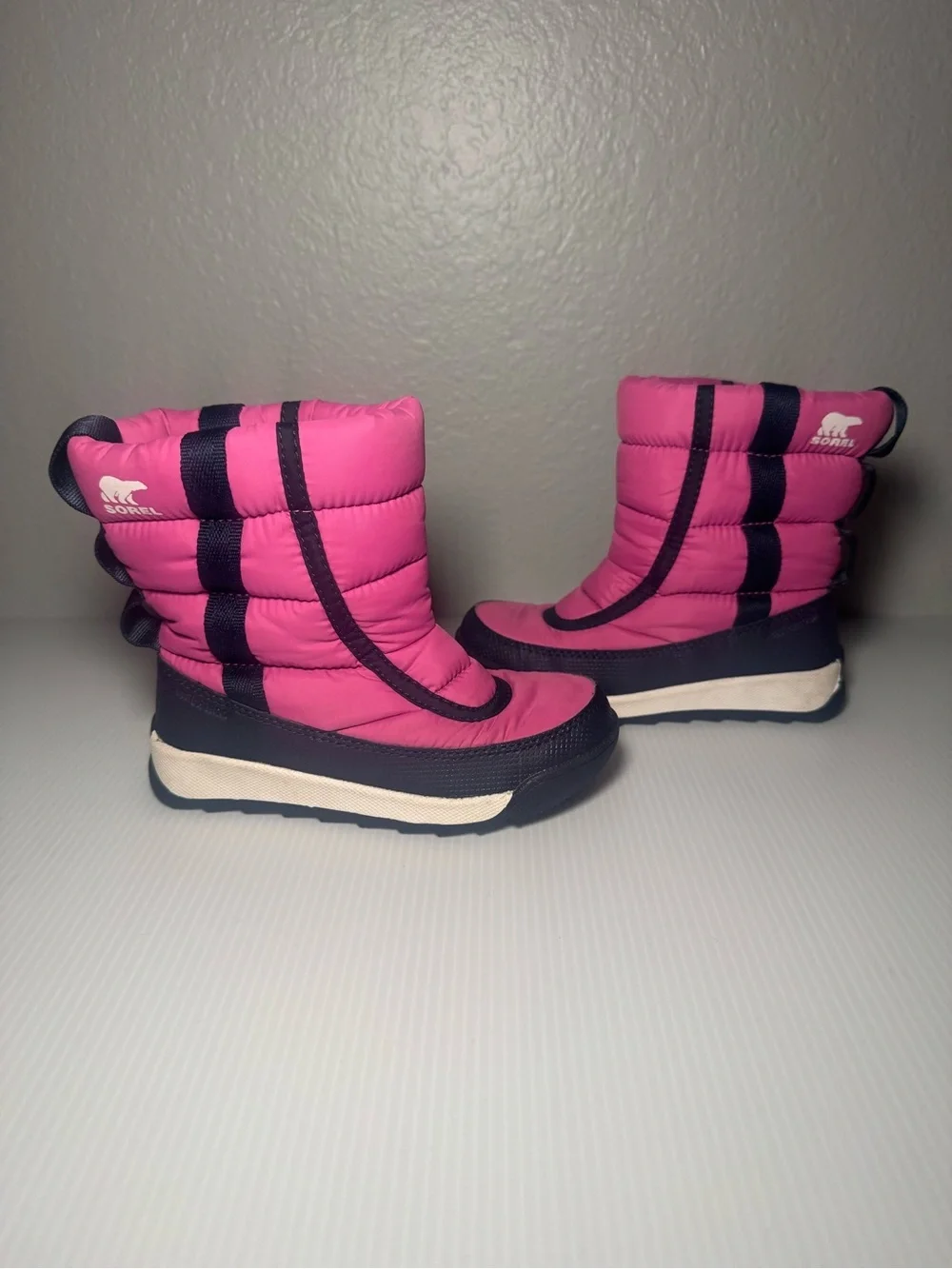 Sorel Girls Whitney 2 Puffy Mid Pink and Black Snow Boots